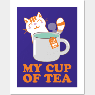 Funny Japanese Cat Tea | Catnip Cup | Kitten Posters and Art